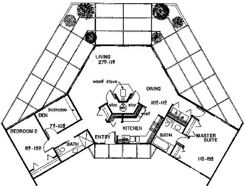 Floor Plan First Story of Small House Plans #145-1445