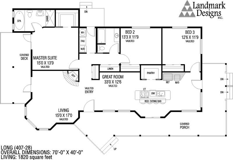 Floor Plan First Story of Country Plan #145-1448
