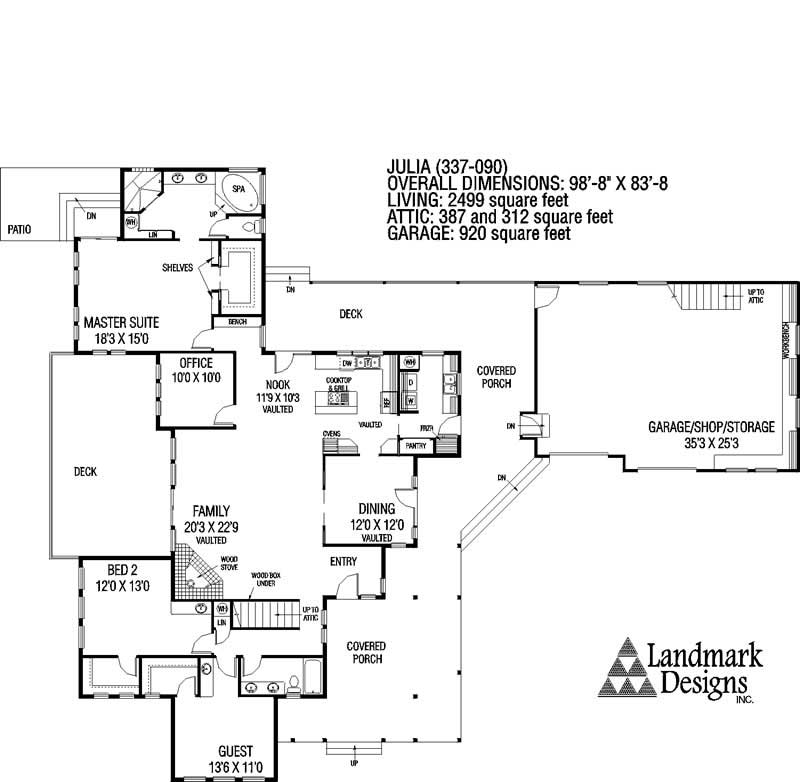 Floor Plan First Story of Country Plan #145-1458