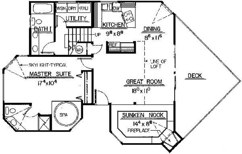 Floor Plan First Story of Farmhouse Plan #145-1461