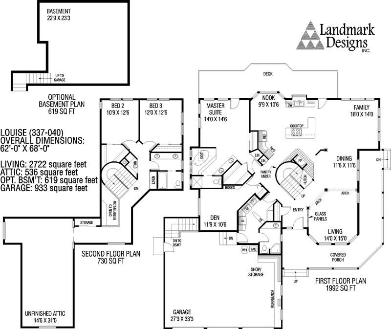 Floor Plan First Story of Country Plan #145-1464
