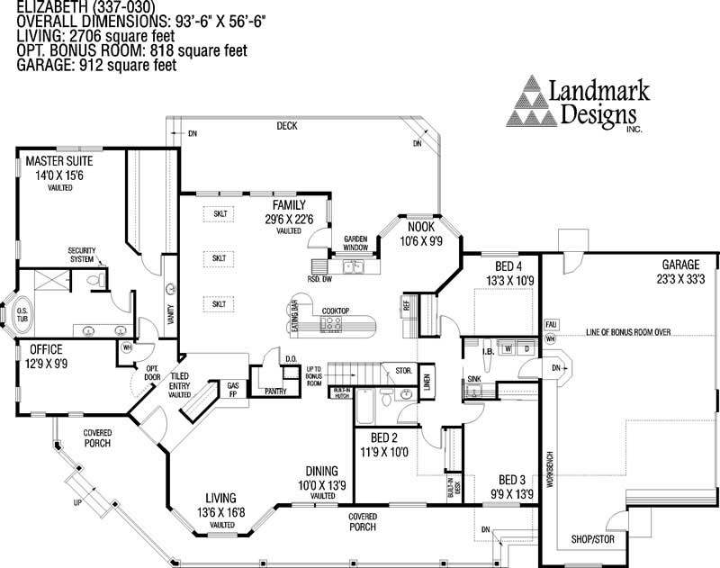 Floor Plan First Story of Country Plan #145-1465