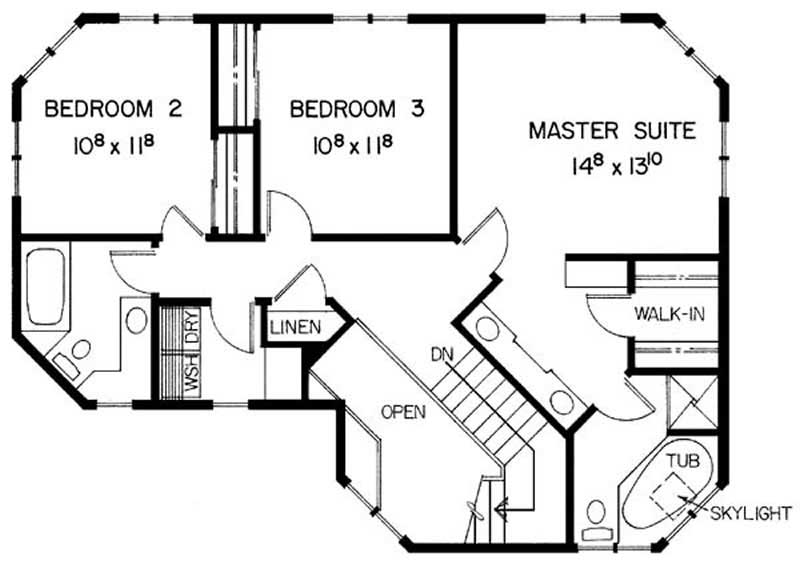 Floor Plan Second Story of Contemporary Plan #145-1467