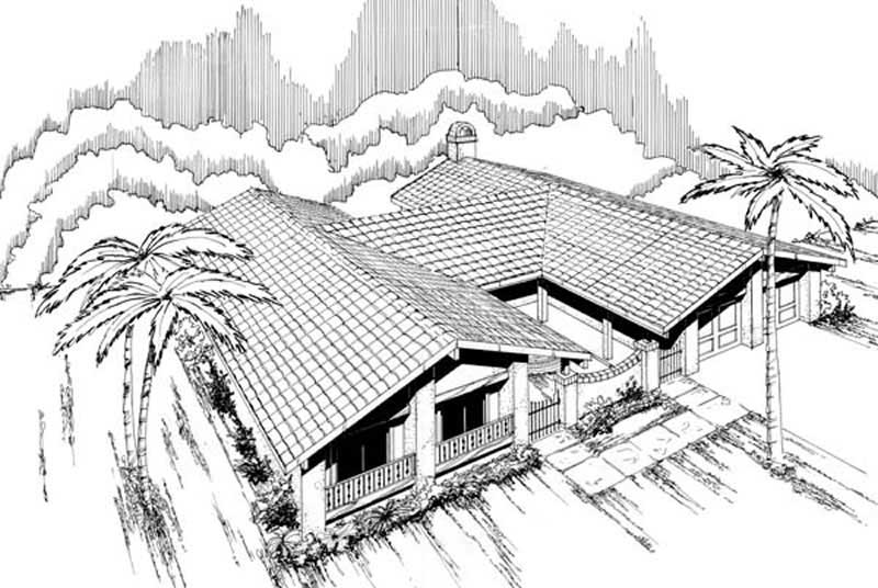 Front view of Contemporary home (ThePlanCollection: House Plan #145-1470)