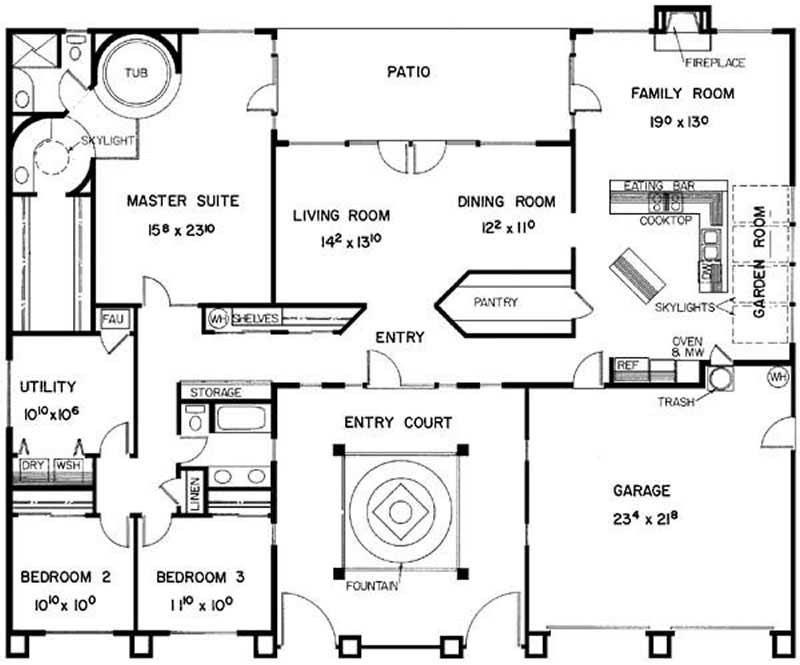 Floor Plan First Story of Contemporary Plan #145-1470