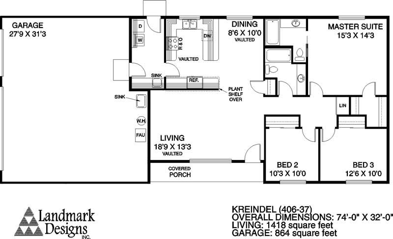 Floor Plan First Story of Country Plan #145-1472