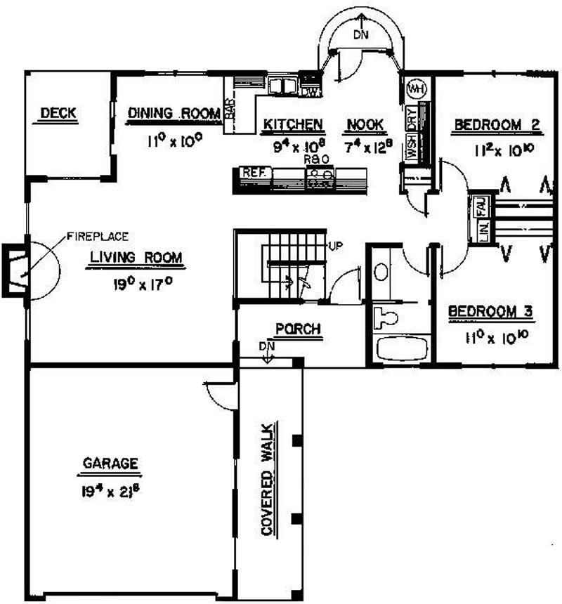 Floor Plan First Story of Small House Plans #145-1481