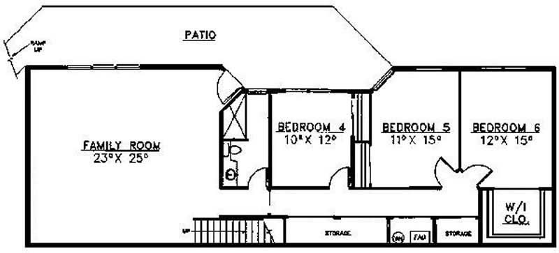 Floor Plan Basement of Ranch Plan #145-1483