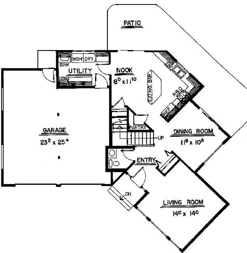 Floor Plan First Story of Small House Plans #145-1484