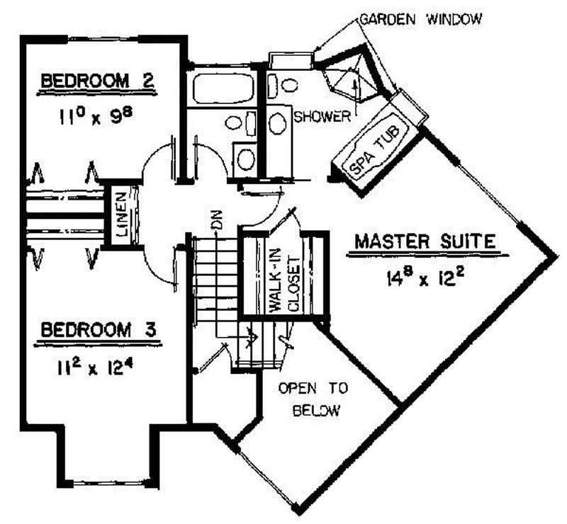 Floor Plan Second Story of Small House Plans #145-1484