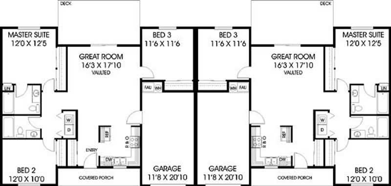 Floor Plan First Story of Multi-Unit Plan #145-1488