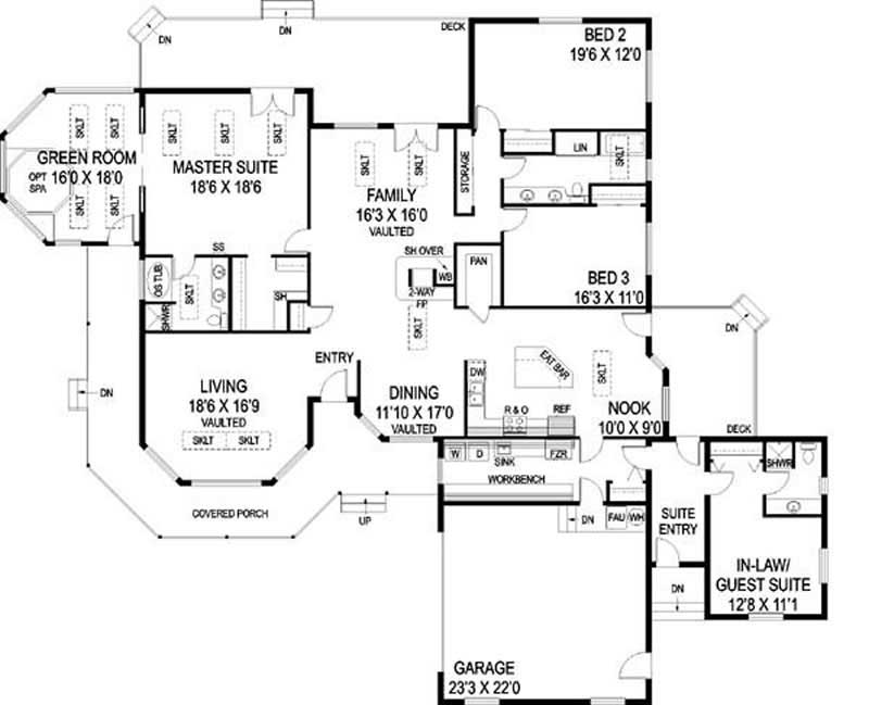Floor Plan First Story of Country Plan #145-1497