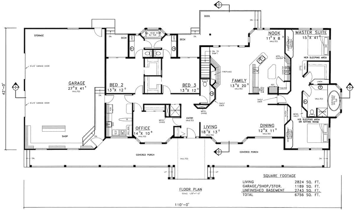 Main Level of Ranch Plan #145-1498