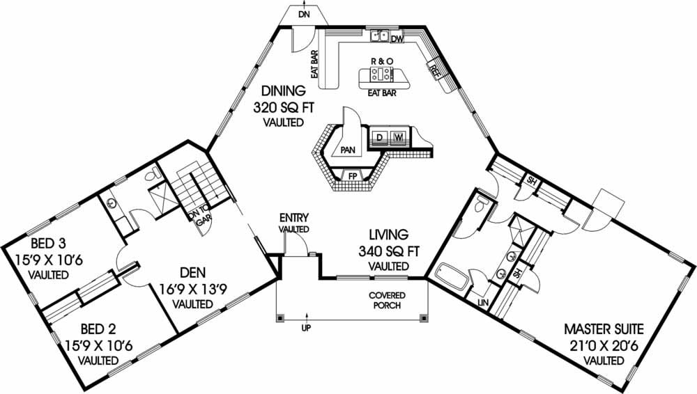 Floor Plan First Story of Vacation Homes Plan #145-1500