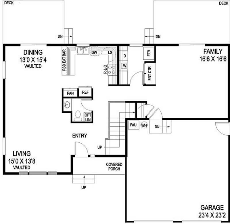 Floor Plan First Story of Traditional Plan #145-1503