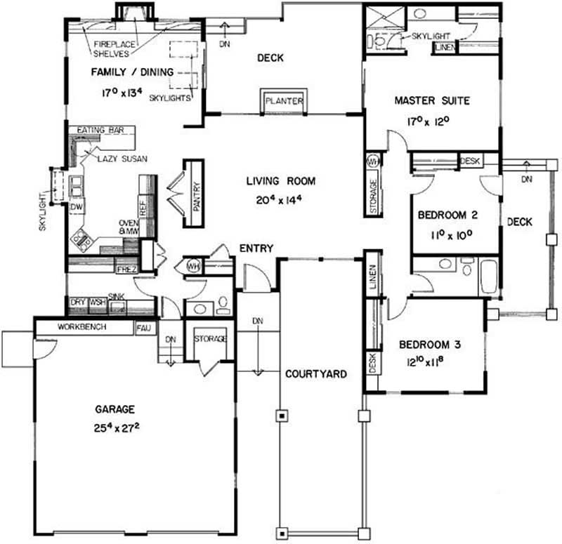 Floor Plan First Story of Contemporary Plan #145-1504