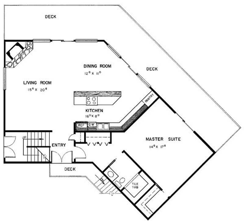 Floor Plan First Story of Southern Plan #145-1507