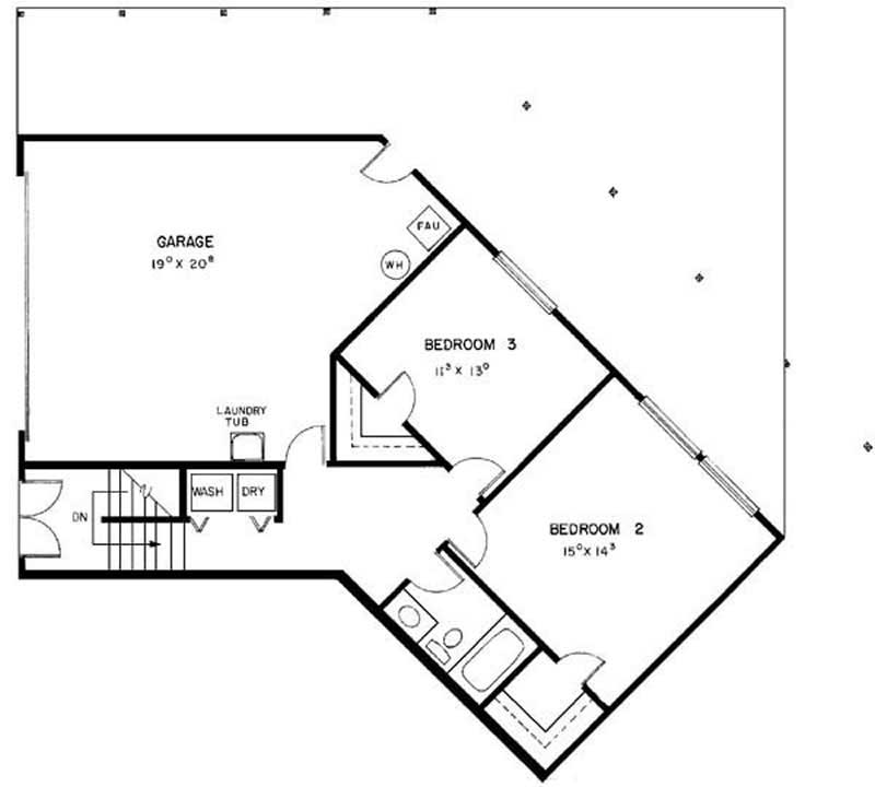 Floor Plan Second Story of Southern Plan #145-1507