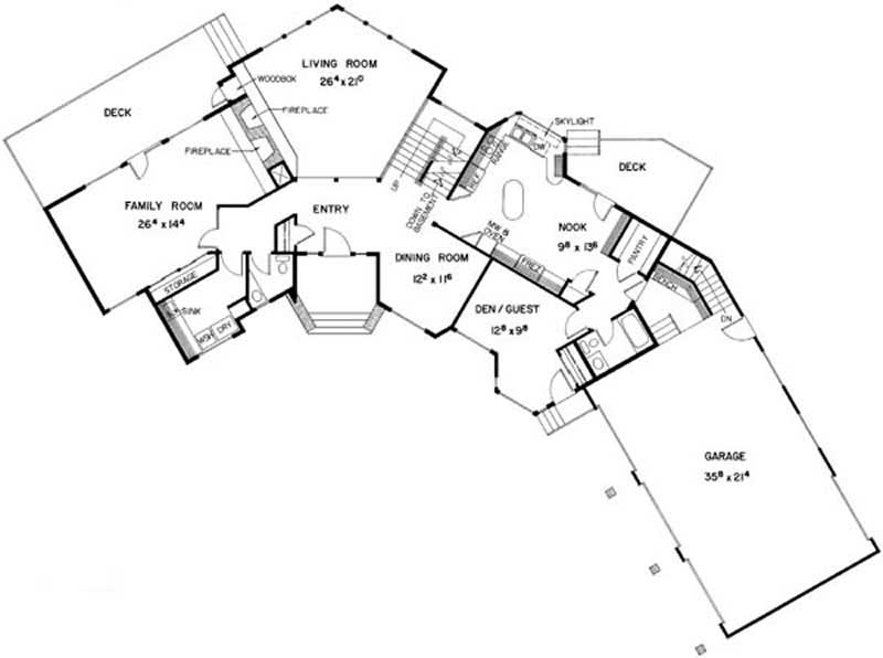 Floor Plan First Story of Tudor Plan #145-1509