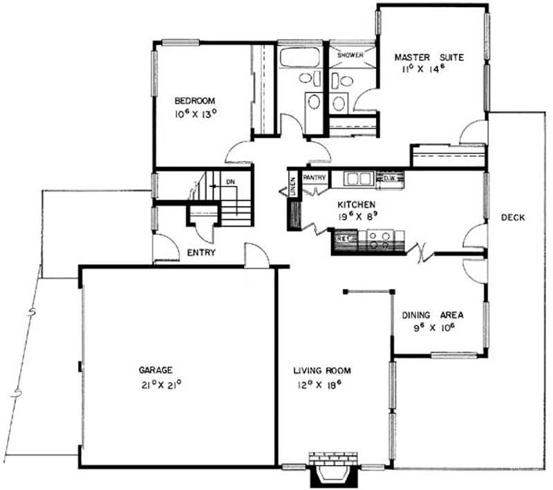 Floor Plan First Story of Contemporary Plan #145-1511