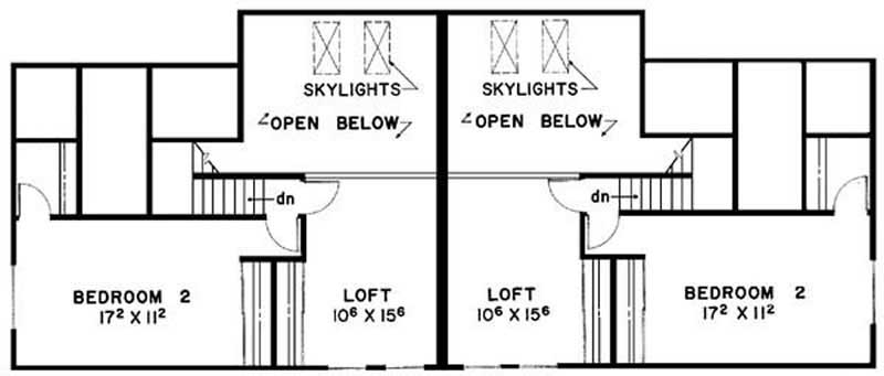Floor Plan Second Story of Multi-Unit Plan #145-1513