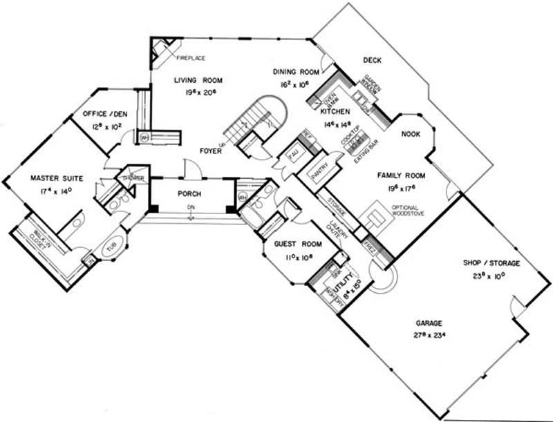 Floor Plan First Story of Contemporary Plan #145-1515