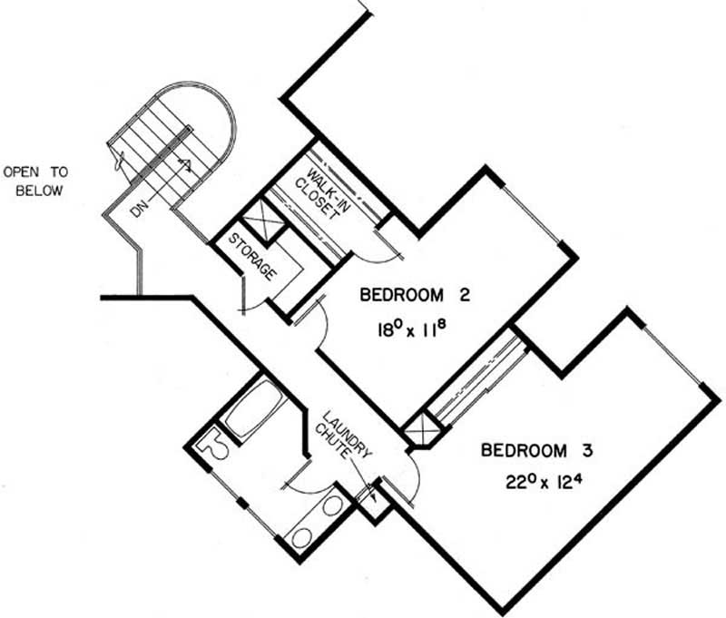 Floor Plan Second Story of Contemporary Plan #145-1515