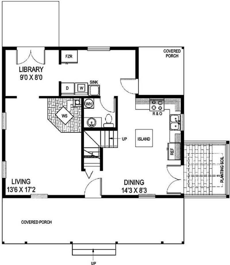 Floor Plan First Story of Farmhouse Plan #145-1516