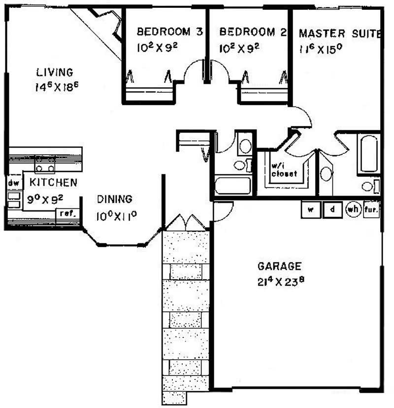 Floor Plan First Story of Small House Plans #145-1520