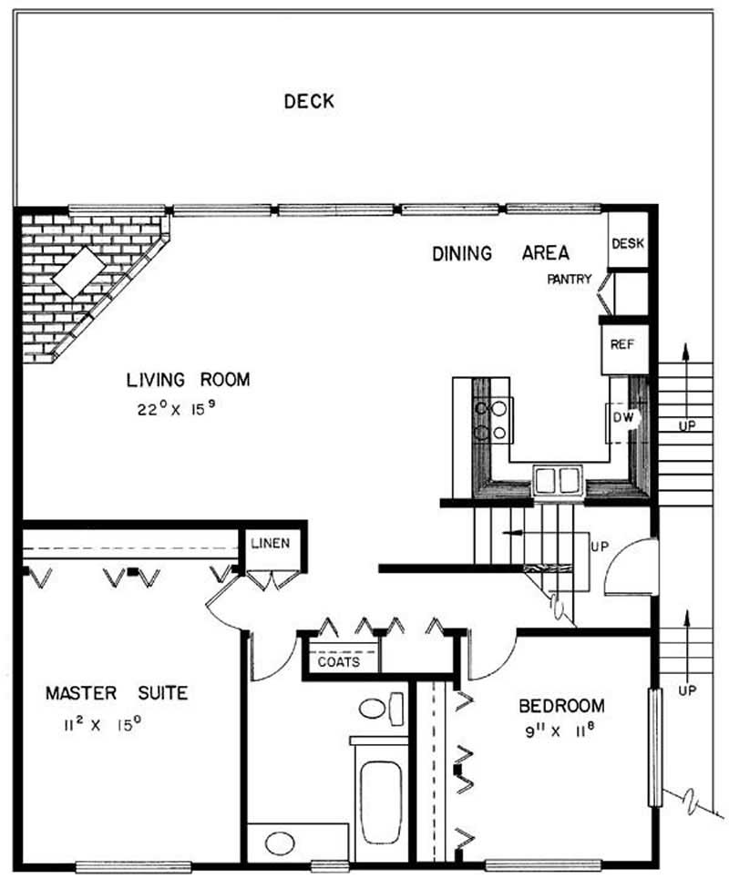 Floor Plan Second Story of Log Cabin Plan #145-1522