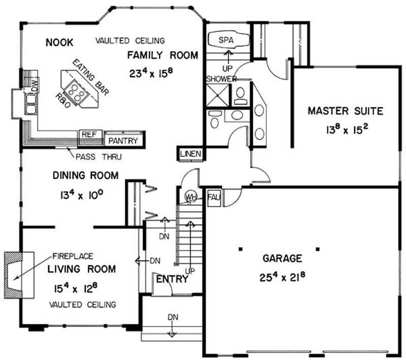 Floor Plan First Story of Contemporary Plan #145-1523
