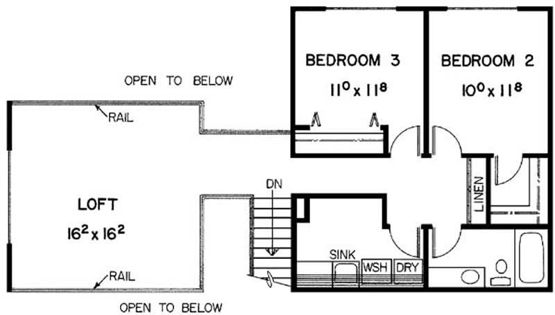 Floor Plan Second Story of Contemporary Plan #145-1523
