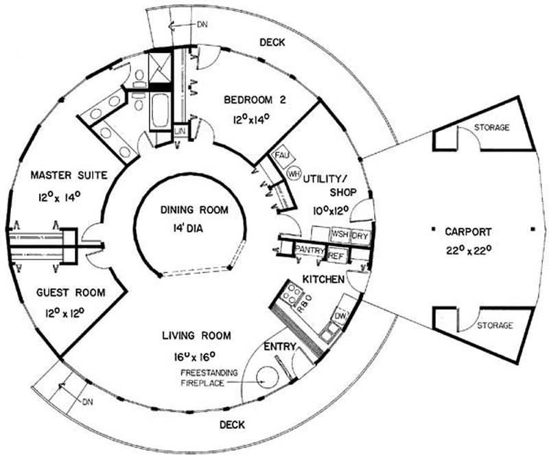 Floor Plan First Story of Vacation Homes Plan #145-1525