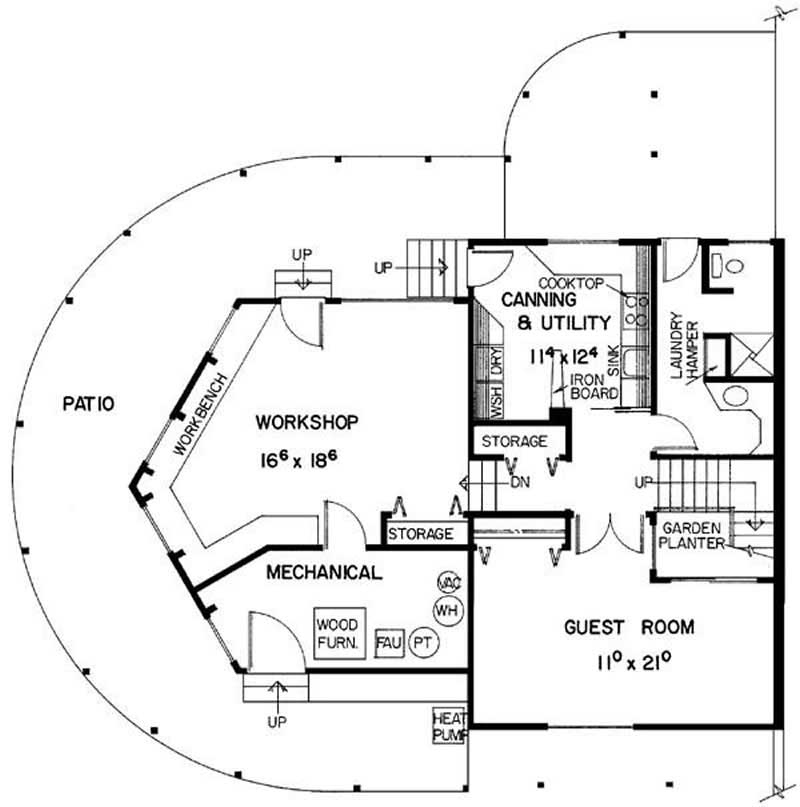 Floor Plan Basement of Contemporary Plan #145-1526