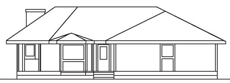 Home Plan Rear Elevation of this 3-Bedroom,1558 Sq Ft Plan -145-1527