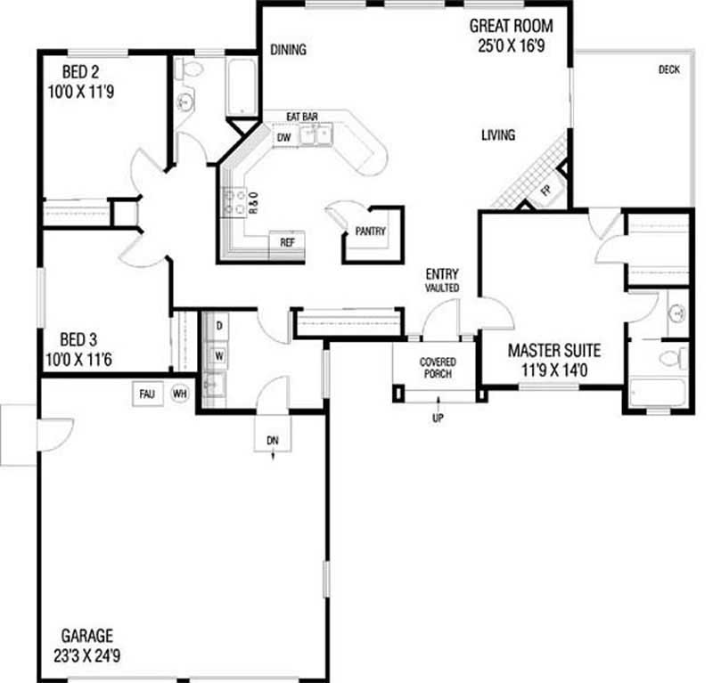 Floor Plan First Story of Contemporary Plan #145-1530