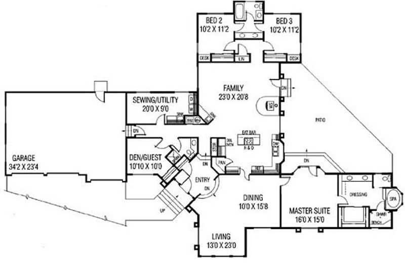 Floor Plan First Story of Contemporary Plan #145-1531