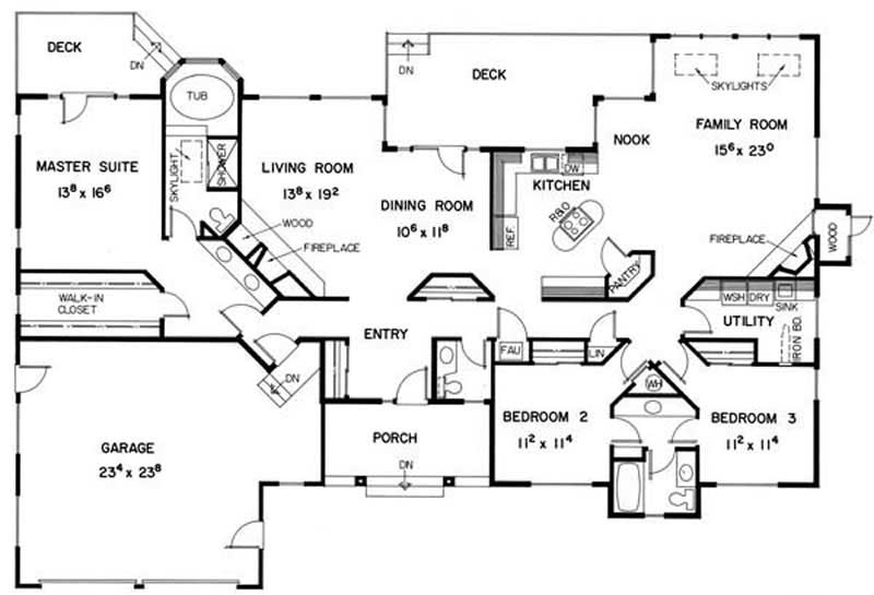 Floor Plan First Story of Contemporary Plan #145-1532