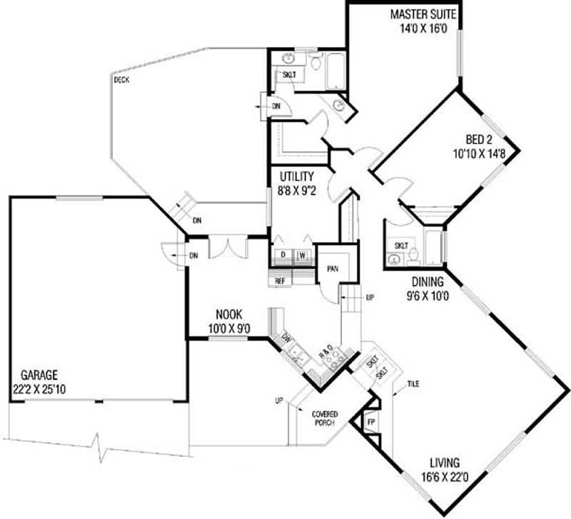 Floor Plan First Story of Contemporary Plan #145-1533