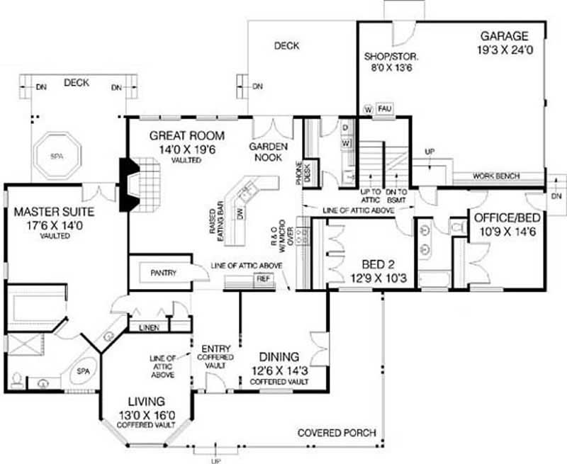Floor Plan First Story of Country Plan #145-1536