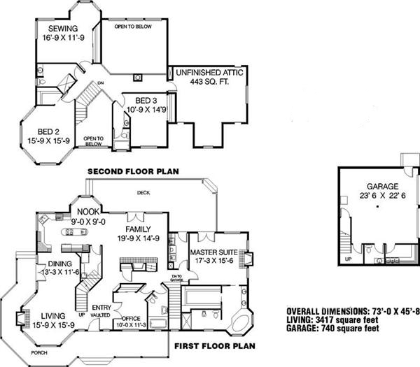 Floor Plan First Story of Country Plan #145-1546