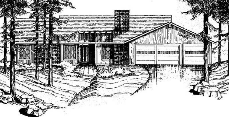Front view of Contemporary home (ThePlanCollection: House Plan #145-1548)