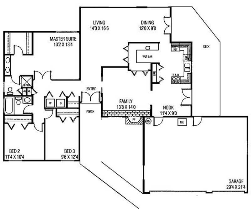 Floor Plan First Story of Contemporary Plan #145-1548