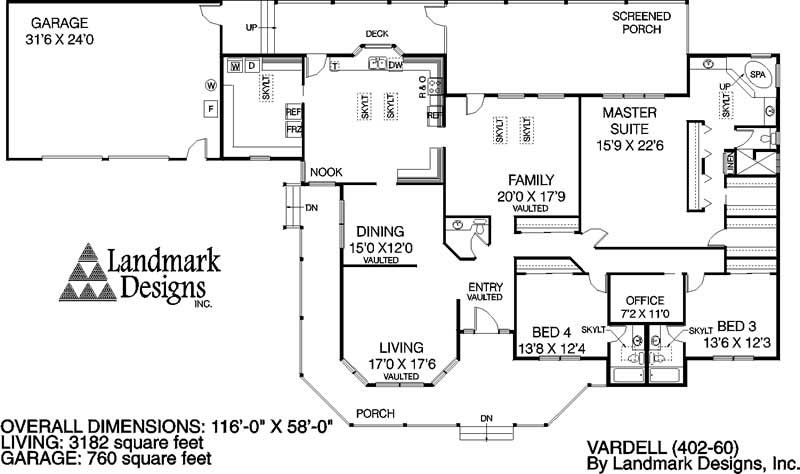 Floor Plan First Story of Ranch Plan #145-1549