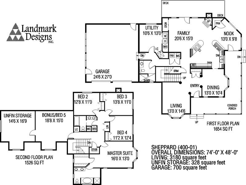 Floor Plan First Story of Country Plan #145-1553