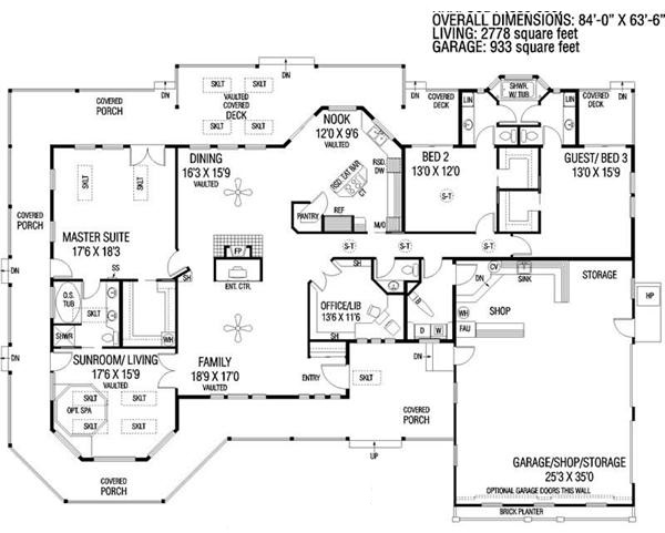 Floor Plan First Story of Country Plan #145-1555