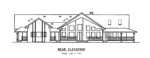Home Plan Rear Elevation of this 3-Bedroom,2778 Sq Ft Plan -145-1555