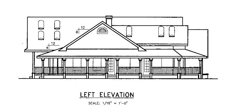 Home Plan Left Elevation of this 3-Bedroom,2778 Sq Ft Plan -145-1555