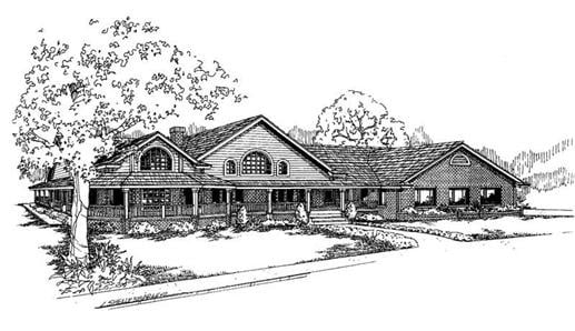 Home Plan Front Elevation of this 3-Bedroom,2778 Sq Ft Plan -145-1555