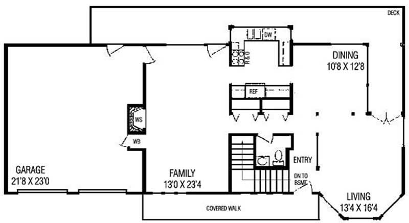 Floor Plan First Story of Contemporary Plan #145-1558